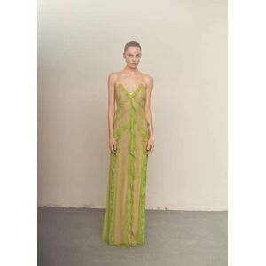 Mango Kleid aus Seidenspitze mit Rüschendesign - Limette - XS - weiblich