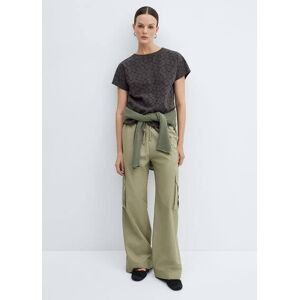 Mango Baumwoll-T-Shirt mit Lochmuster - Anthrazit - L - weiblich