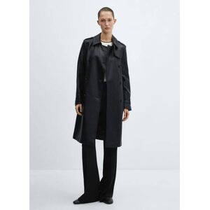 Mango Trenchcoat mit Leder-Effekt - Schwarz - 2XL - weiblich