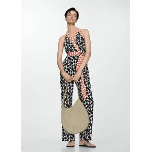 Mango Gemusterter Jumpsuit mit Schleife - Schwarz - S - weiblich