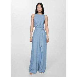 Mango Lyocell-Jumpsuit mit Schleife - Hellblau - L - weiblich