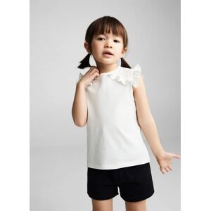 MANGO BABY Baumwoll-T-Shirt mit Volantdetails - Cremeweiß - 3-4 - weiblich