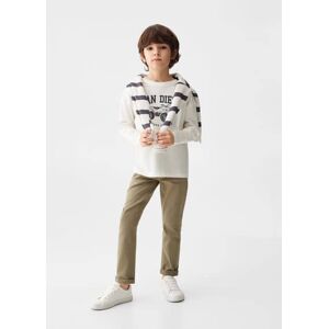 Mango Kids Langärmliges Print-T-Shirt - Cremeweiß - 13-14 - männlich