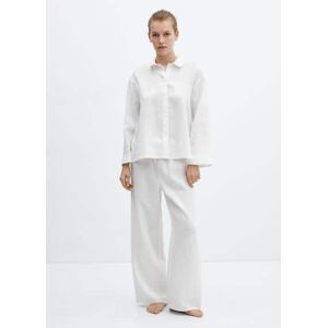 Mango Pyjamahemd aus 100 % Leinen - Weiß - XS - weiblich