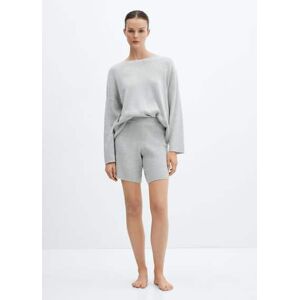 Mango Pyjama-Strickshorts aus Baumwolle mit Leinen - Hellgrau meliert - M - weiblich