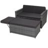 Casaria® Polyrattan Zweisitzer-Sofa Grau mit Ottomane