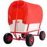 Bollerwagen Braun/Rot Holz 168x99x61cm mit Schutzdach