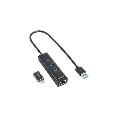 Sharkoon 3-Port USB 3.2 Gen 1 Alu Hub + Ethernet, Dockingstation Sharkoon 3-Port USB 3.2 Gen 1 Alu Hub + Ethernet, Dockingstation