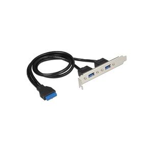Delock Slotblech 1 x 19 Pin USB 3.0 Pfostenbuchse intern > 2 x USB 3.0 Typ-A Buchse extern, Slotblende Delock Slotblech 1 x 19 Pin USB 3.0 Pfostenbuchse intern > 2 x USB 3.0 Typ-A Buchse extern, Slotblende