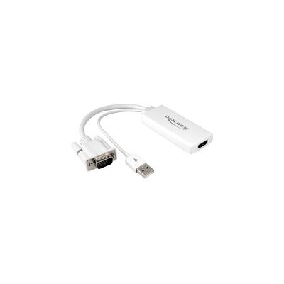 Delock USB 2.0 Adapter, USB-A + VGA Stecker > HDMI Buchse Delock USB 2.0 Adapter, USB-A + VGA Stecker > HDMI Buchse