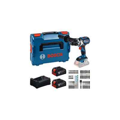Bosch Werkzeug-Set: Akku-Bohrschrauber 18 Volt 110 Nm mit 2 Akkus 5,0 Ah, Ladegerät und Bit-Set Bosch Werkzeug-Set: Akku-Bohrschrauber 18 Volt 110 Nm mit 2 Akkus 5,0 Ah, Ladegerät und Bit-Set