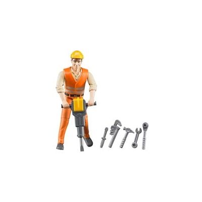 Bruder Bauarbeiter mit Zubehör, Spielfigur Bruder Bauarbeiter mit Zubehör, Spielfigur