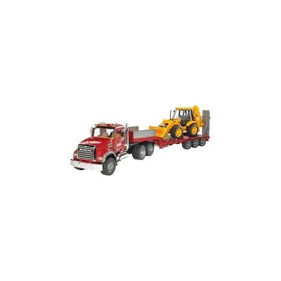 Bruder MACK Granite Tieflader und JCB 4CX Baggerlader, Modellfahrzeug Bruder MACK Granite Tieflader und JCB 4CX Baggerlader, Modellfahrzeug
