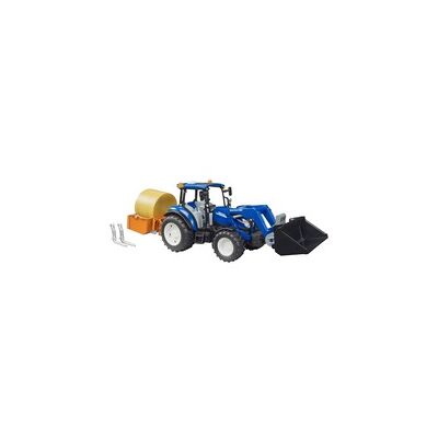 BRUDER New Holland T5.120 mit Frontlader, Ladekasten, Gabeln und Rundballen, Modellfahrzeug BRUDER New Holland T5.120 mit Frontlader, Ladekasten, Gabeln und Rundballen, Modellfahrzeug