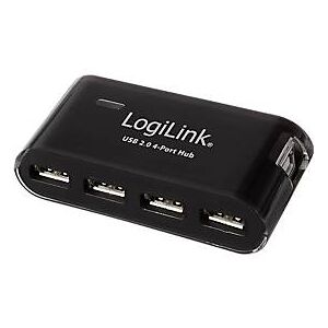 LogiLink Hub, USB 2.0, 4 Ports, schwarz, 480 MBit/s, mit Netzteil