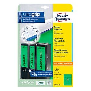 Avery Zweckform AVERY® Zweckform Ordner-Etiketten, ultragrip, breit, grün, 80 Stück
