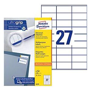 AVERY Zweckform Universal-Etiketten 3479, ultragrip, 70 x 32 mm, 2700 Stück