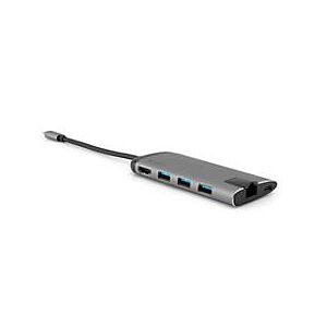 Verbatim USB-C™ Multiport-Hub, USB-C, 3x USB 3.0, HDMI, Gigabit Ethernet, SD/microSD, Kabellänge 15 cm