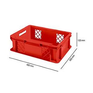 Schäfer Shop Euro Box Serie EF 4121, aus PP, Inhalt 11,1 L, durchbrochene Wände, Unterfassgriff, rot