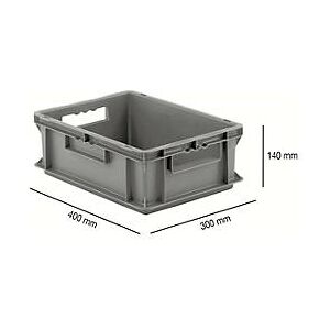 Schäfer Shop Euro Box Serie EF 4140, aus PP, Inhalt 12,8 L, geschlossene Wände, Durchfassgriff, grau