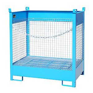 Fass-Stapelpalette Bauer FSP-2 D, Wände aus Drahtgitter, für 2 x 200 l Fass, blau