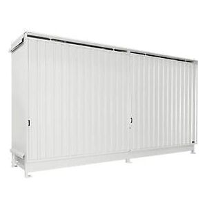 Regalcontainer Bauer Typ CEN 59-2 IBC, 2 Fachebenen, Schiebetor, 2000 l, B 6245 x T 1550 x H 3465 mm, grauweiss RAL 9002