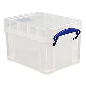 Transportbox Really Useful Box, Volumen 3 l, L 240 x B 180 x H 160 mm, stapelbar, mit Deckel & Klappgriffen, Recycling-PP, transparent