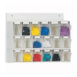 Wand-Mehrfach-Kleinteilelager MultiStore, 18 Lagerboxen, Volumen 4,7 l, B 600 x T 108 x H 410 mm, Holzplatte & Polystyrol
