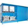 Regalcontainer Bauer Typ CEN 59-2 IBC, 2 Fachebenen, Schiebetor, 2000 l, B 6245 x T 1550 x H 3465 mm, lichtblau RAL 5012