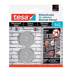 Klebeschraube tesa®, für Mauerwerk & Stein im Innen- & Aussenbereich, Haftkraft bis 5 kg, ablösbar, rund, 2 Stück