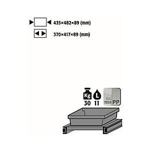 Tablarauszug Abz für asecos Chemikalienschränke der CS Serie, Stahlblech/Polypropylen, lichtgrau, B 435 x T 482 x H 94 mm, 11 l, bis 30 kg