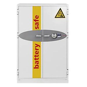 Phoenix Battery Commander BS1934E, Aufbewahrungstresor für Batterien, B 1125 × T 650 × H 1685 mm, feuergeschützt, Temperaturanzeige, Mehrfachverriegelung, 3 Schwerlastfachböden, elektronisches Tastenschloss