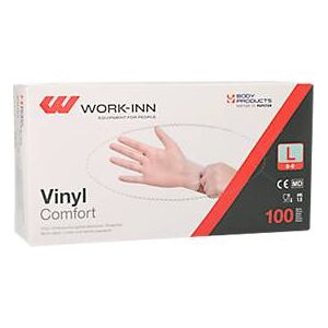 Papstar Einmalhandschuhe WORK-INN Comfort, Vinyl, puderfrei, latexfrei, transparent, Grösse L, 100 Stück