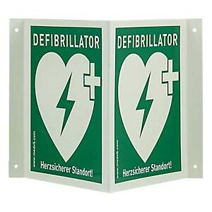 Defibrillator AED-Winkelschild, B 200 x H 200 mm, fluoreszierend
