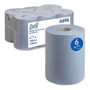 Scott® Rollenpapiertücher Essential Slimroll 6696, 1-lagig, 6 Rollen á 190 m, insgesamt 1140 m, blau