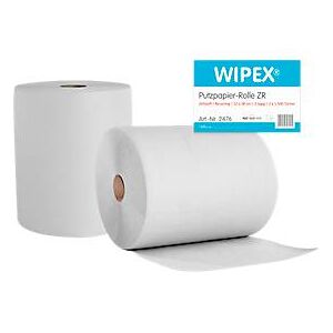 Putzpapier WIPEX®-ZR, 2-lagig, Tuchgrösse ca. 220 x 360 mm, Zellstoff & Recyclingrohstoff, weiss, 2 Rollen mit jeweils 1500 Tüchern