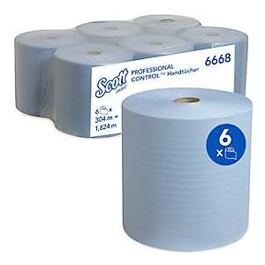 Scott® Rollenpapiertücher 6668, reissfest, 1-lagig, 6 Rollen á 304 m, blau