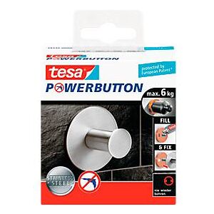 tesa Powerbutton Haken Classic, Edelstahl, rund