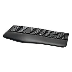 Tastatur Kensington Pro Fit® Ergo, ergonomisches Design, kabellos, Handgelenkauflage, Windows & Mac, B 216 x T 436 x H 38 mm schwarz