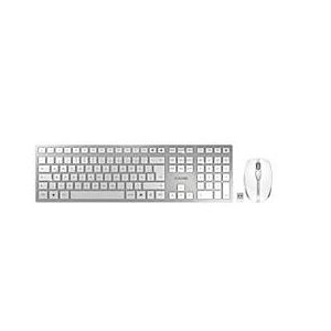 Funktastatur mit Maus Cherry DW 9100 SLIM, QWERTZ, USB/Bluetooth, wiederaufladbar, Maus mit 6 Tasten, bis 2400 dpi, bis 10 m, silber-weiss