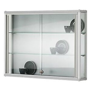 Wandvitrine, einhängend, 2 verstellbare Glasböden, abschliessbare Schiebetüren, ESG-Sicherheitsglas, B 1000 x T 200 x H 800 mm