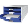 Schubladenbox HAN Impuls 2.0, 4 Schubladen, Format A4, stapelbar, offen, grau/blau