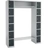 Schäfer Shop Select Schliessfachgarderobe, mit Hutablage & Kleiderstange, 2 x 6 Fächer, B 1735 x T 500 x H 1950 mm, weissalu/anthrazitgrau