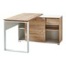 Schreibtisch mit Sideboard LIONI, Rechteck, Kufen, B 1200 x T 1170 x H 750 mm, Navarra Eiche Nachbildung/weiss