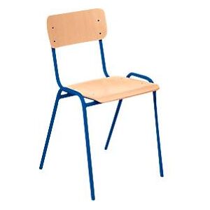 Konferenzstuhl Ceha® CS 3, stapelbar bis 15 Stück, ohne Armlehnen, Sperrholz & Stahlrohr pulverbeschichtet, B 385 x T 390 x H 490 mm, Buche/blau