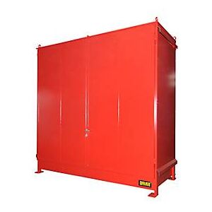 Regalcontainer BAUER CEN 33-2 IBC, Stahl, Doppelflügeltor, B 3510 x T 1500 x H 3485 mm, rot