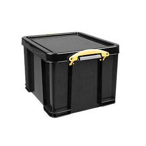 Really Useful Boxes Aufbewahrungsbox, 64L, schwarz, Griffe gelb