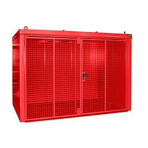 Gasflaschencontainer BAUER GFC-B M4, B 1570 x T 3120 x H 2295, für 60 Gasflaschen, feuerbeständig, abschliessbar, rot