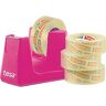 Sparset Tischabroller tesa Easy Cut® COMPACT + 4 Rollen tesafilm®, Abroller in pink