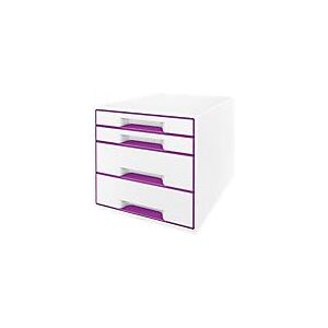 LEITZ® Schubladenbox WOW CUBE 5213, 4 Schübe, DIN A4, Polystyrol, violett
